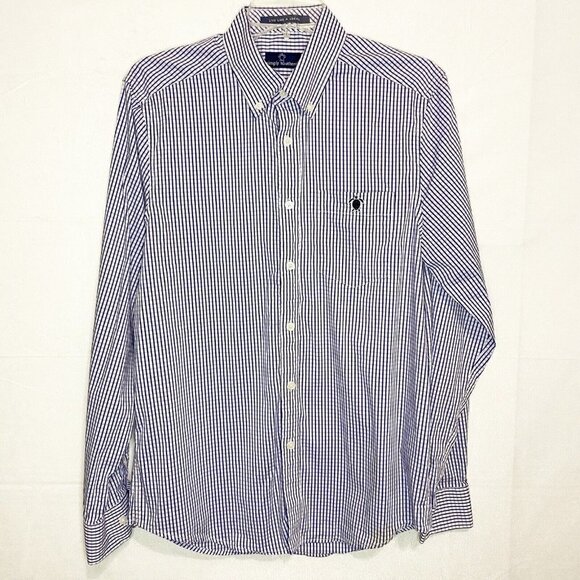 Simply Southern Button Shirt Mens Small Blue White Checked Long Sleeve Collared - Picture 1 of 6